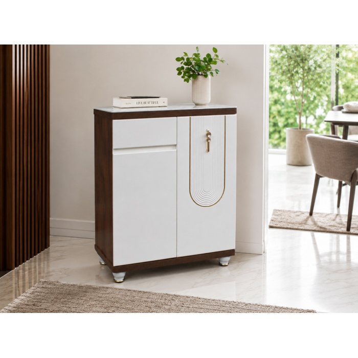 Pantofar MDF Linea, Crem deschis, 80x33x99 cm
