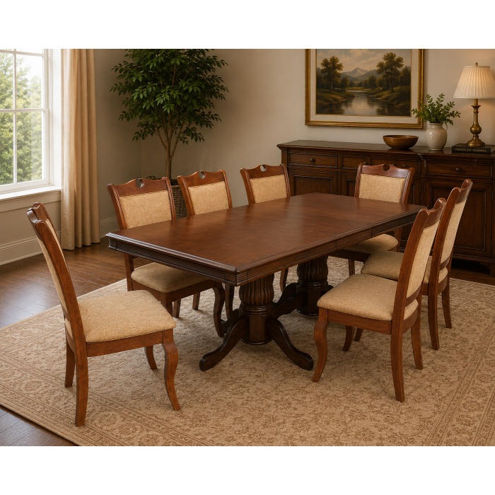 Set masa RH7132 + 8 scaune RH8100,160x100x77 cm, dirty oak
