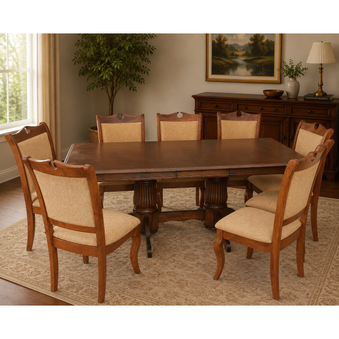 Set masa RH7132 + 8 scaune RH8100,160x100x77 cm, dirty oak