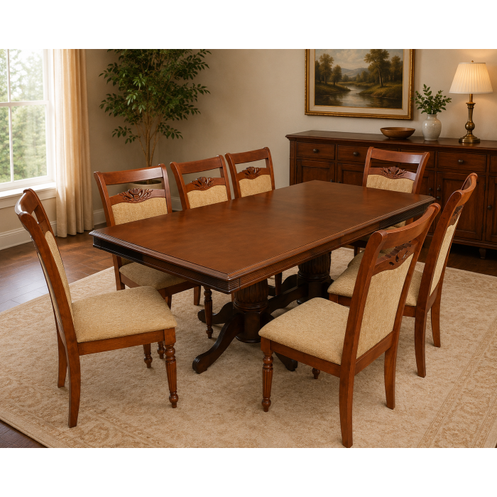 Set masa RH7132 + 8 scaune RH8064,160x100x77 cm, Dirty oak