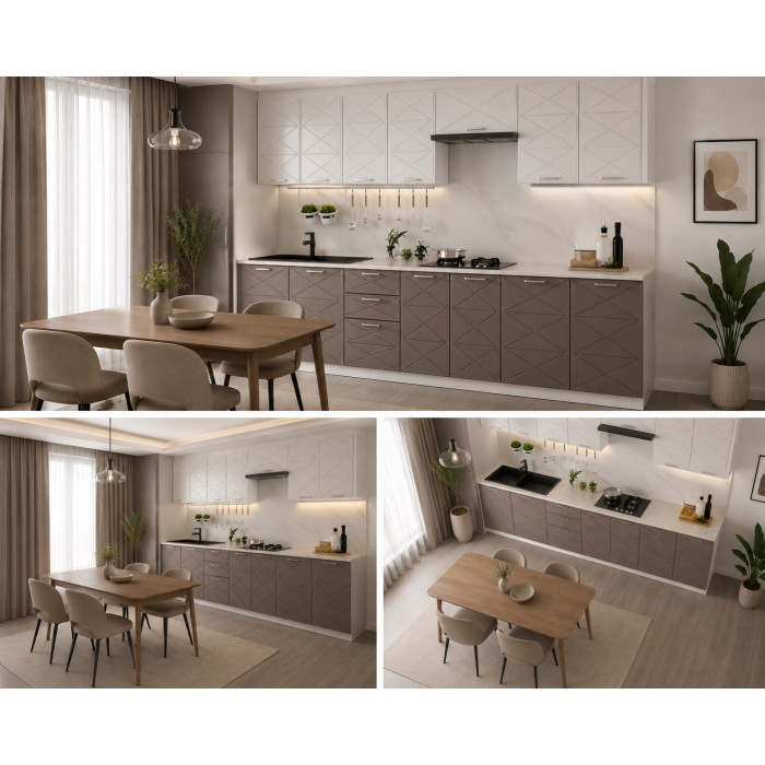 BUCATARIE BOSTON 2.6M MDF ALB/CIOCOLATA