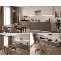 BUCATARIE BOSTON 2.6M MDF ALB/CIOCOLATA