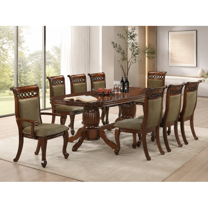 Set masa AC3269T + 8 Scaune, Antique Cherry