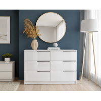 Comoda Prestige 6 Sertare, 120x40x77cm, Acril Alb