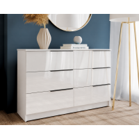 Comoda Prestige 6 Sertare, 120x40x77cm, Acril Alb