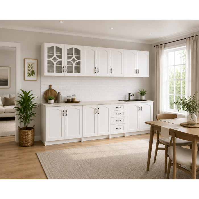 Bucatarie Olea 2.6m MDF Ro, Alb