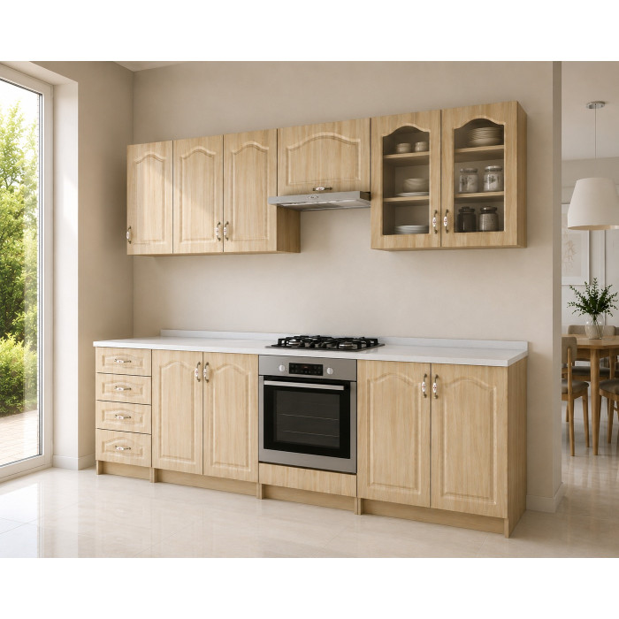 Bucatarie OLEA RO, MDF 2.6M, Mesteacan