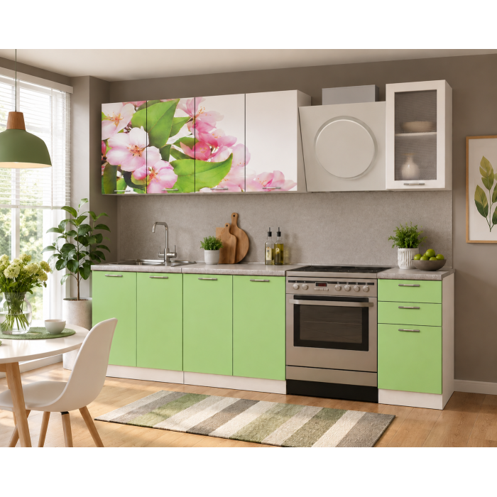 Bucatarie Famp Mar, 200x60x214cm, Verde