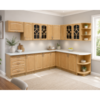 Bucatarie Olea pe colt MDF, 270x60x200cm, mesteacan